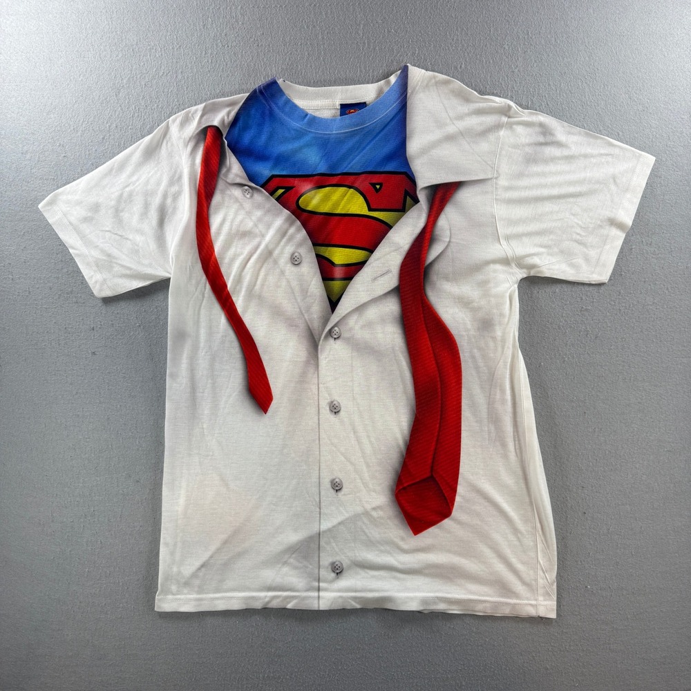 Superman T-Shirt Men Medium White DC Comics Clark Kent Halloween Costume Cosplay